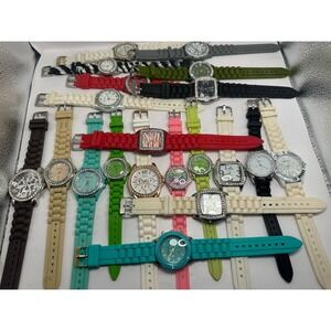 Geneva Womens Jelly Silicone Bands Watches Lot Of 20 For Parts Or Repair W15